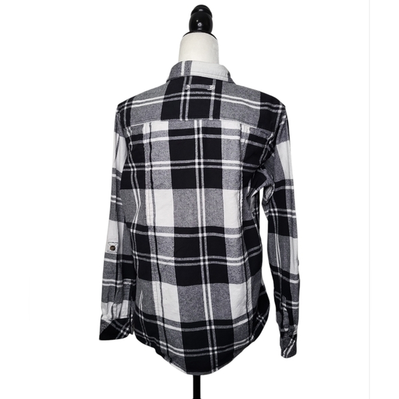 Oxgear Women's Shirt Size XL Black & White Plaid Button Down Flannel - Picture 3 of 12